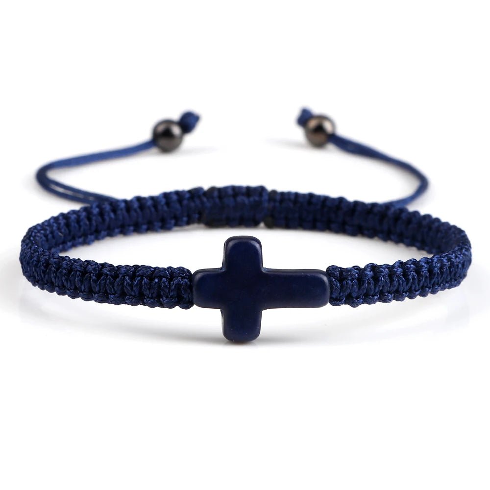 "MANTALITY" Natural Stone Crucifix Braided Bracelet - "MANTALITY"