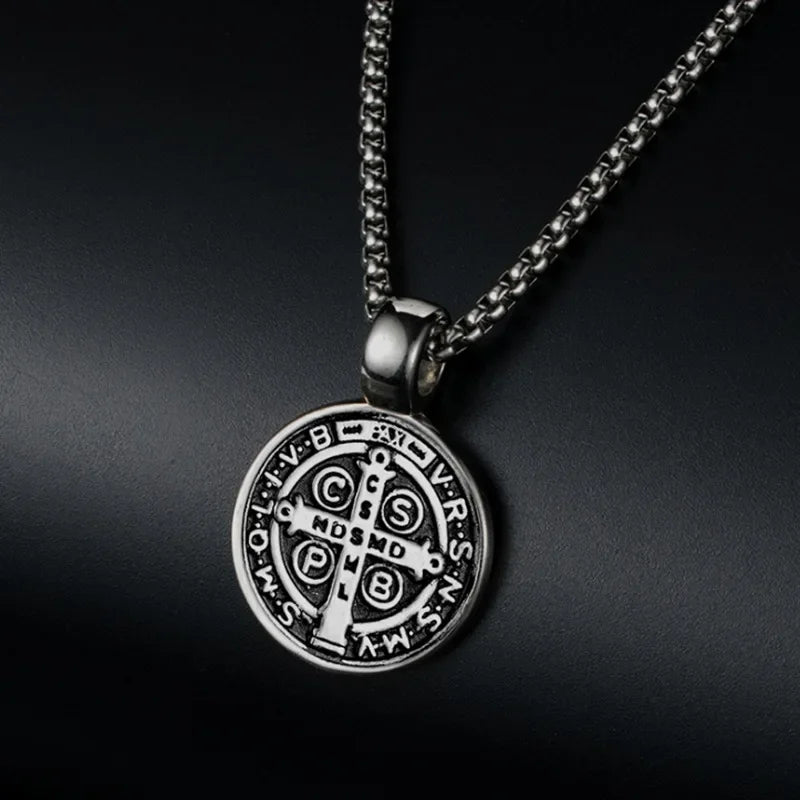 "MANTALITY" Stainless Steel Saint Benedict Necklace: Empower Your Spirit - "MANTALITY"