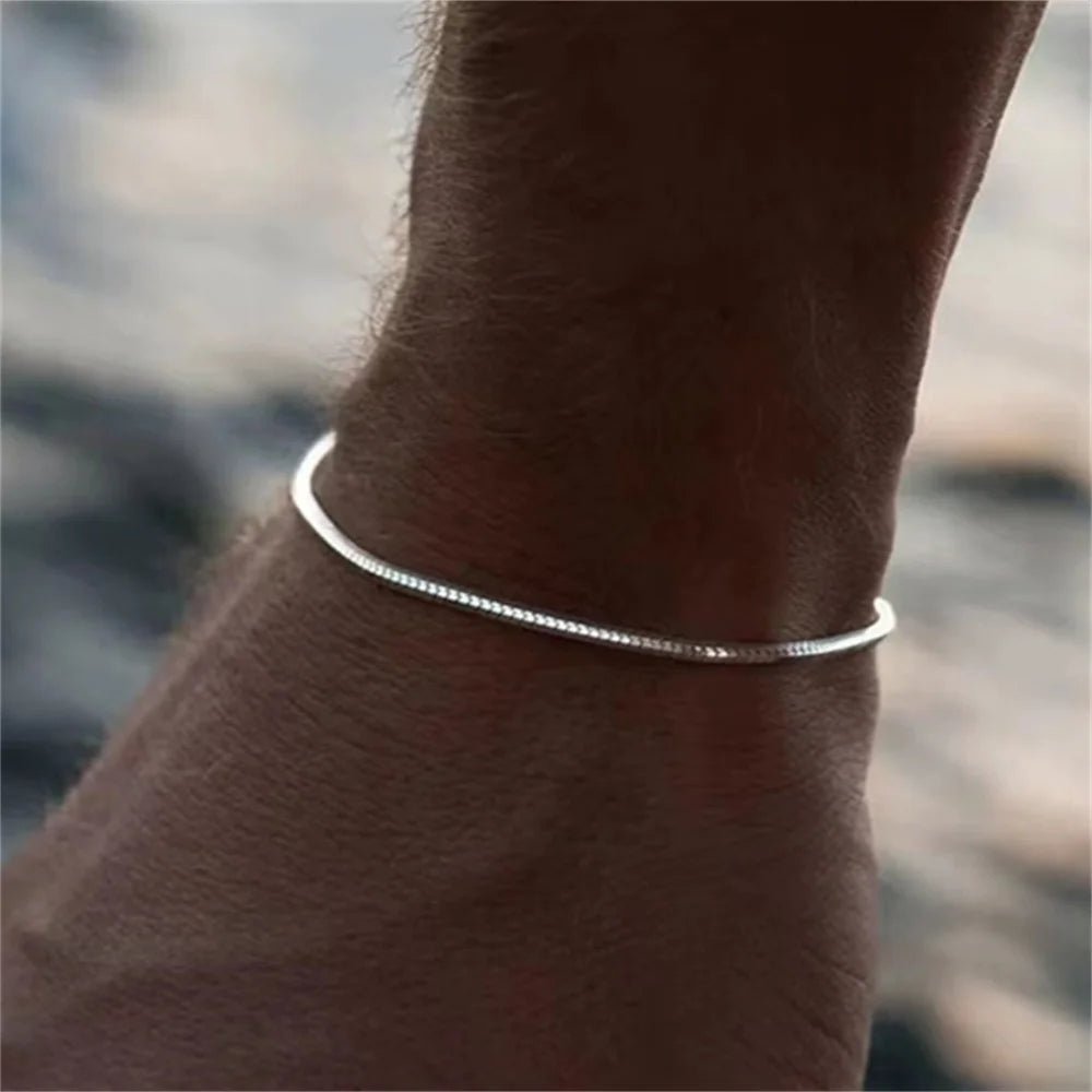 "MANTALITY" Stainless Steel Square Snake Bone Chain Bracelet - "MANTALITY"